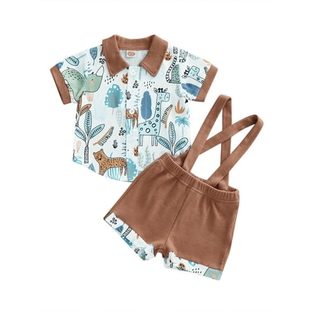 Calsunbaby 2Pcs Todddler Infant Baby Boys Outfits Cartoon Print Lapel Short Sleeve Shirt + Suspenders Pants Beachwear Coffee 12-18 Months
Calsunbaby 2Pcs Todddler Infant Baby Boys Outfits Cartoon Print Lapel Short Sleeve Shirt + Suspenders Pants Beachwear Coffee 12-18 Months