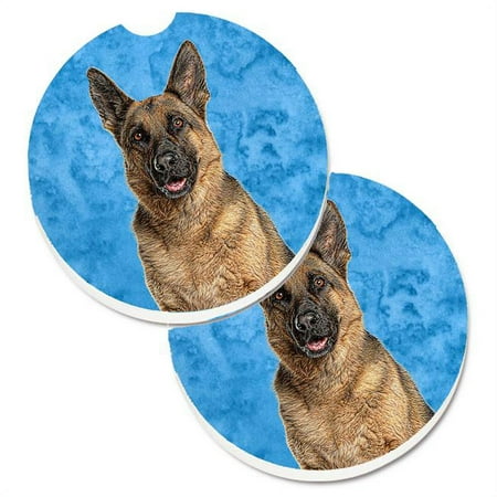 Blue German Shepherd Set of 2 Cup Holder Car Coaster