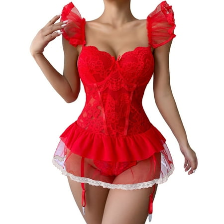 Plus Size Lingerie Bodysuit For Women Upper Support With And Large Steel Ring Gathered With Chest Pad Three Point Split Style Set Nightwear Sleepwear Red L
Plus Size Lingerie Bodysuit For Women Upper Support With And Large Steel Ring Gathered With Chest Pad Three Point Split Style Set Nightwear Sleepwear Red L