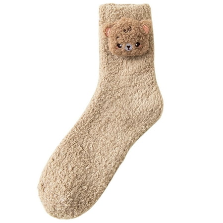 1 Pair Womens Fuzzy Socks Soft Fleece Cozy Fluffy For Womens Socks Khaki
