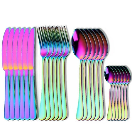 24pcs/set Steak Cutlery Set 1010 Stainless Steel Knife Fork Spoon