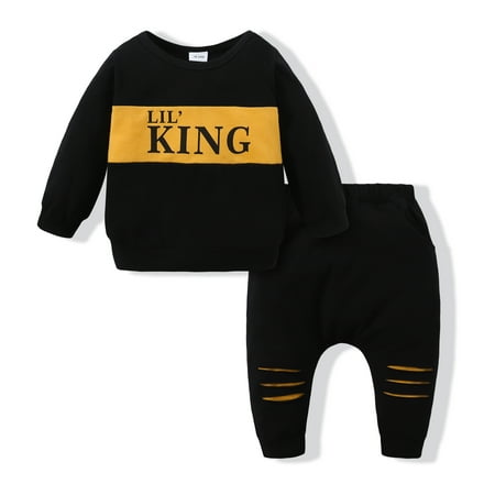 NZRVAWS Baby Boys Clothes Letter Print Long Sleeve Round Neck Top +Ripped Pants 2Pcs Outfits Set 18-24 Months Black
NZRVAWS Baby Boys Clothes Letter Print Long Sleeve Round Neck Top +Ripped Pants 2Pcs Outfits Set 18-24 Months Black