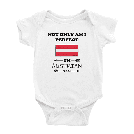 Not Only Am I Perfect I m Austrian Too! Baby Romper Bodysuit For Boy Girl (White 0-3 Months)
Not Only Am I Perfect I m Austrian Too! Baby Romper Bodysuit For Boy Girl (White 0-3 Months)
