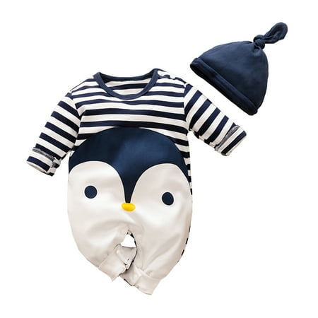KIMI BEAR Newborn Baby Boys Outfits Newborn Boy Autumn Outfits 0 Months Newborn Boy Casual Striped Color-block Penguin Print Long Sleeves Jumpsuits + Hat 2PCs Set White + Royal blue
KIMI BEAR Newborn Baby Boys Outfits Newborn Boy Autumn Outfits 0 Months Newborn Boy Casual Striped Color-block Penguin Print Long Sleeves Jumpsuits + Hat 2PCs Set White + Royal blue