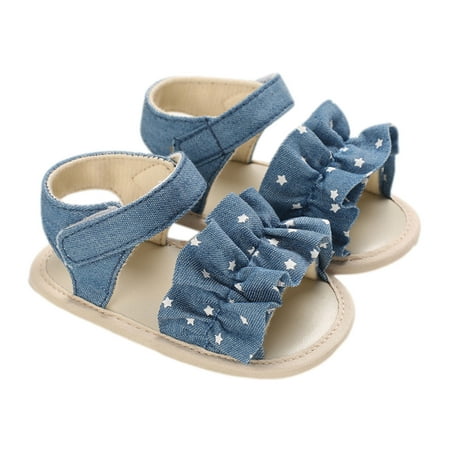 Binpure Baby Girls Summer Sandals Soft Sole Non-Slip Flats with Ruffle