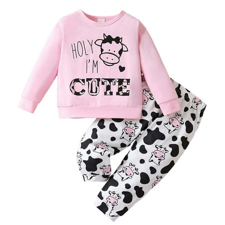 Toddler Girls Cute Outfits Long Sleeve Cartoon Cow Prints Tops Pants Two Piece Casual Kids Trendy Clothes for Girls Size 3-4T
Toddler Girls Cute Outfits Long Sleeve Cartoon Cow Prints Tops Pants Two Piece Casual Kids Trendy Clothes for Girls Size 3-4T