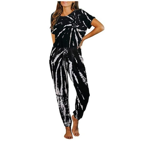 iOPQO lingerie for women Womens Short Sleeve Tie-Dye Long Pajamas Set One Piece Jumpsuit Loose Sleepwear Black XL
iOPQO lingerie for women Womens Short Sleeve Tie-Dye Long Pajamas Set One Piece Jumpsuit Loose Sleepwear Black XL