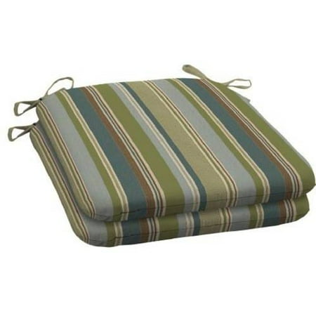 Better Homes and Gardens Outdoor Patio Wrought Iron Seat Pad, Set of 2, Blue Green Stripe