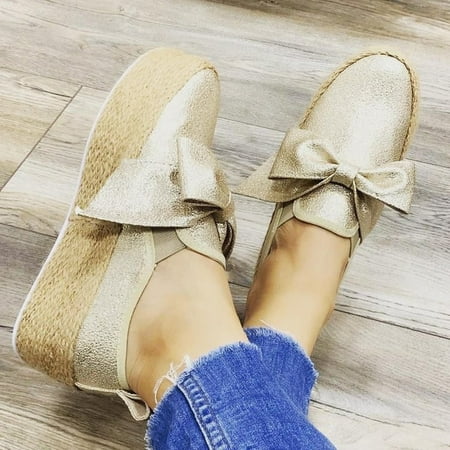 LnjYIGJ Flats Shoes Women s Bow Thick Bottom Round Head Wear Sleeve Flat With Casual Single Shoes