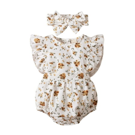 Infant Baby Girls Floral Print Clothes Set Sleeveless O-neck Jumpsuit with Ruffles With Bow-knot Headband
Infant Baby Girls Floral Print Clothes Set Sleeveless O-neck Jumpsuit with Ruffles With Bow-knot Headband