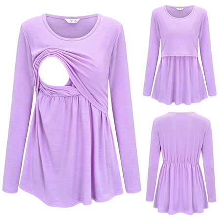 Tejiojio Maternity/Labor/Nursing Clothing Clearance Ladies Fashion Solid Color Wrinkles Cotton Round Neck Long Sleeve Maternity Breastfeeding Clothe Top
Tejiojio Maternity/Labor/Nursing Clothing Clearance Ladies Fashion Solid Color Wrinkles Cotton Round Neck Long Sleeve Maternity Breastfeeding Clothe Top