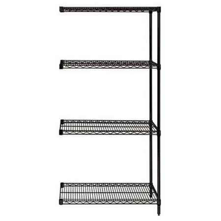 Wire Shelving Add-on Kit 18 x 36 x 86 in. - Black 4-Shelf