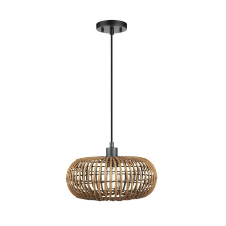 Novogratz x Globe Trancoso 1-Light Rattan Shade Pendant Light 61063