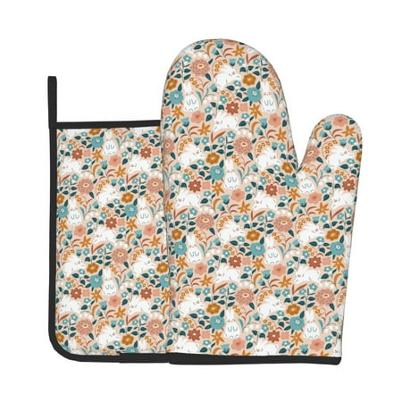 Jgfou Cute Rabbit Floral Pattern Oven Mitts and Pot Holders Sets Heat Resistant Oven Mittens Soft Lining Extra Thicken Long Kitchen Cotton Oven Glove for Cooking
Jgfou Cute Rabbit Floral Pattern Oven Mitts and Pot Holders Sets Heat Resistant Oven Mittens Soft Lining Extra Thicken Long Kitchen Cotton Oven Glove for Cooking