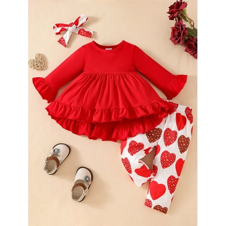 Mama s sunshine 3-Piece Girl Valentine s Day Set Long Sleeve Ruffled A-Line Dress Heart Print Pants Headband Spring Outfits
Mama s sunshine 3-Piece Girl Valentine s Day Set Long Sleeve Ruffled A-Line Dress Heart Print Pants Headband Spring Outfits