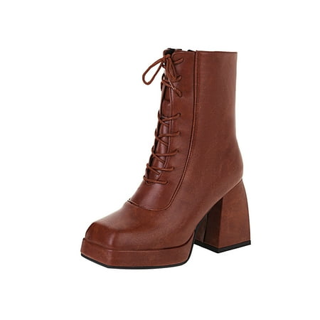 jsaierl Solid Color Waterproof Lace-up Platform High-heeled Women s Ankle Boots
jsaierl Solid Color Waterproof Lace-up Platform High-heeled Women s Ankle Boots