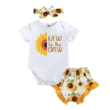 Baby Girl Clothes Summer Short Sleeve Letter Sunflower Romper Tops Floral Ruffle Shorts Headband Toddler Outfit
Baby Girl Clothes Summer Short Sleeve Letter Sunflower Romper Tops Floral Ruffle Shorts Headband Toddler Outfit