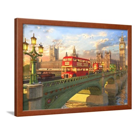 Westminster Bridge Buses Framed Print Wall Art By Dominic Davison