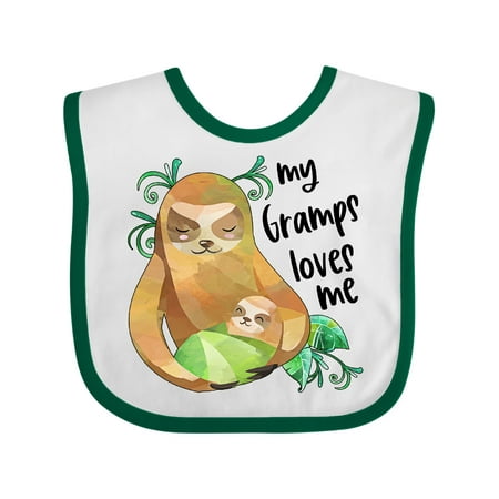 Inktastic My Gramps Loves Me Cute Sloth and Baby Gift Baby Boy or Baby Girl Bib