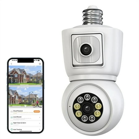 Security Camera Outdoor 4K 6MP E27 Bulb Camera Dual Lens Dual Screen Auto Tracking Two Way Audio Color Night Vision Outdoor Survalance Camera -------- Home Security Cameras
Security Camera Outdoor 4K 6MP E27 Bulb Camera Dual Lens Dual Screen Auto Tracking Two Way Audio Color Night Vision Outdoor Survalance Camera -------- Home Security Cameras