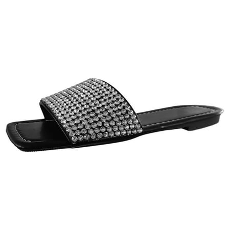 Mnyotv Ladies Dress Sandals Ladies Casual Simple Shiny Rhinestone One Strap Beach Outside Wear Soft Bottom Large Size Sandals Slippers Black 39
Mnyotv Ladies Dress Sandals Ladies Casual Simple Shiny Rhinestone One Strap Beach Outside Wear Soft Bottom Large Size Sandals Slippers Black 39