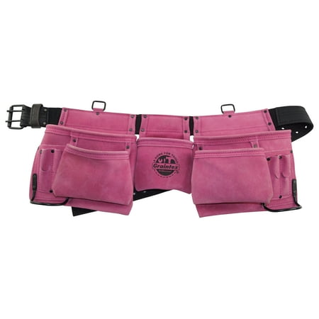 Graintex DS2015 :: 11 Pocket Work Apron Pink Suede Leather