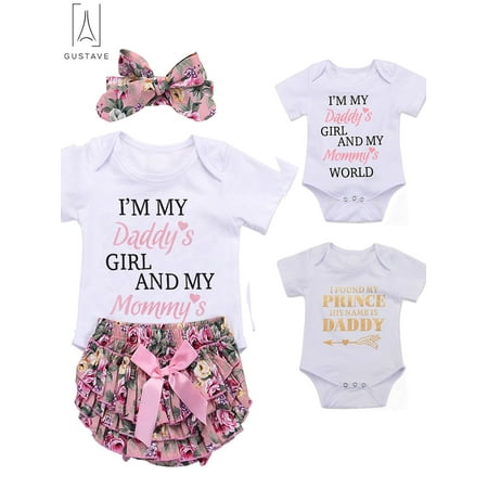 GustaveDesign 3 PCS Newborn Kids Baby Girl Floral Clothes Bodysuit Jumpsuit Romper Headband Outfits Clothes Set "Fit 18-24 Months"