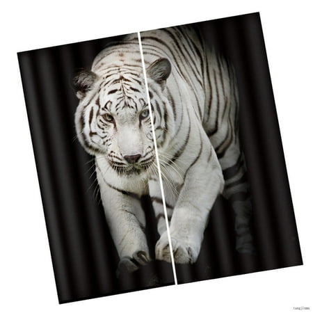 Lovoski 2Pcs Teen Animal Decor 3D Print Curtain Drapes For Kids