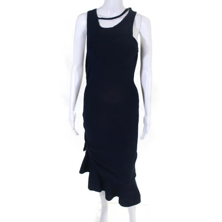 Pre-owned|Milly Womens Navy Shirred Side Dress Size 6 12214993