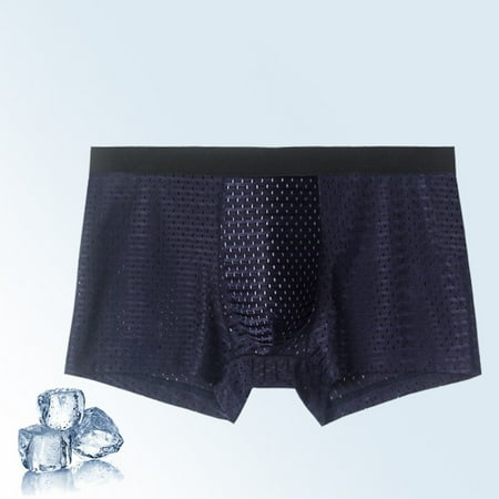 Men Ice Silk Sexy Boxer Mesh Breathable Soft Brief Pouch Underwear Underpants