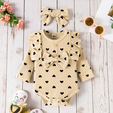 eczipvz Baby Girl Clothes Baby Girls Two-piece Suit Heart Print Ribbed Bow Romper Tops+ Pants Headband Baby Girl (Beige 3-6 Months)
eczipvz Baby Girl Clothes Baby Girls Two-piece Suit Heart Print Ribbed Bow Romper Tops+ Pants Headband Baby Girl (Beige 3-6 Months)