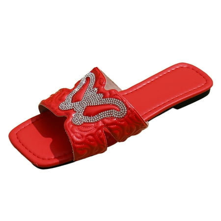 Fandiiiii Platform Sandals for Women Low Heel Ladies Summer Rhinestone Butterfly Shiny Leather Square Head Flat Bottom Large Size Sandal Slippers
Fandiiiii Platform Sandals for Women Low Heel Ladies Summer Rhinestone Butterfly Shiny Leather Square Head Flat Bottom Large Size Sandal Slippers