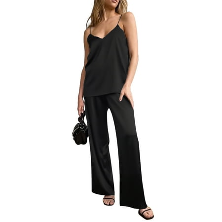 Women s 2 Piece Lounge Set Pajama Set Sleeveless Cami Tops Wide Leg Pants Sleepwear Sets
Women s 2 Piece Lounge Set Pajama Set Sleeveless Cami Tops Wide Leg Pants Sleepwear Sets