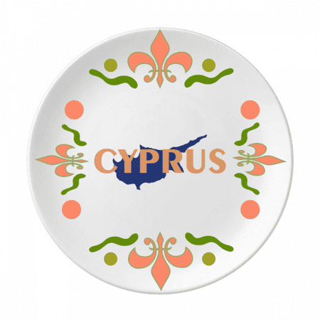 Cyprus European Map Tourism Flower Ceramics Plate Tableware Dinner Dish