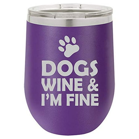 12 oz Double Wall Vacuum Insulated Stainless Steel Stemless Wine Tumbler Glass Coffee Travel Mug With Lid Funny Dogs Wine & I m Fine (Purple)
12 oz Double Wall Vacuum Insulated Stainless Steel Stemless Wine Tumbler Glass Coffee Travel Mug With Lid Funny Dogs Wine & I m Fine (Purple)