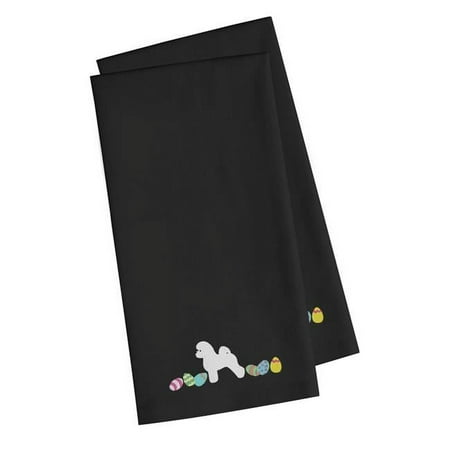 Bichon Frise Easter Black Embroidered Kitchen Towel - Set of 2