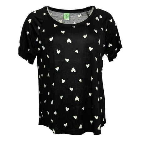 Honeydew Women s Sz L Pajama Top Black With White Hearts Regular Size