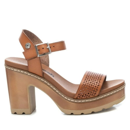 Women s Casual Heeled Platform Sandals By XTI_170777_Medium Brown