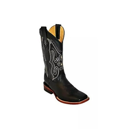 Ferrini 1219304085D Mens Colby S-Toe Stallion Cowboy Boots Black & Rust - Size 8.5D