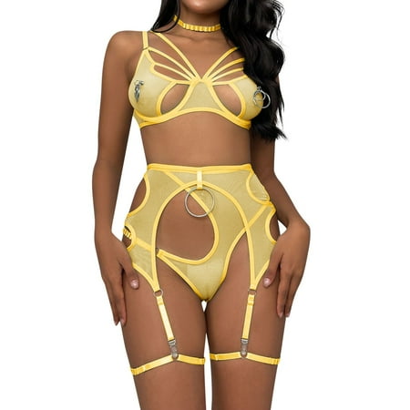 Womens Lingerie Lady Large Circle Metal Accessories With Hanging Neck Mesh Set High Waist Bra And Panty Suit Women S Sleepwear
Womens Lingerie Lady Large Circle Metal Accessories With Hanging Neck Mesh Set High Waist Bra And Panty Suit Women S Sleepwear