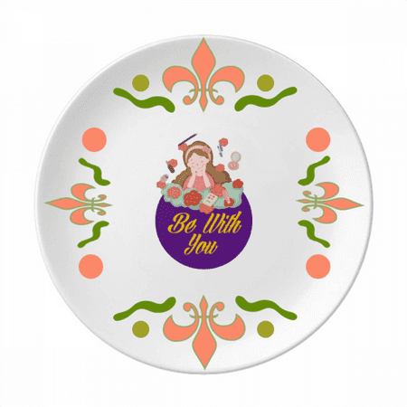 Couple Love Eternal Romance Flower Ceramics Plate Tableware Dinner Dish
