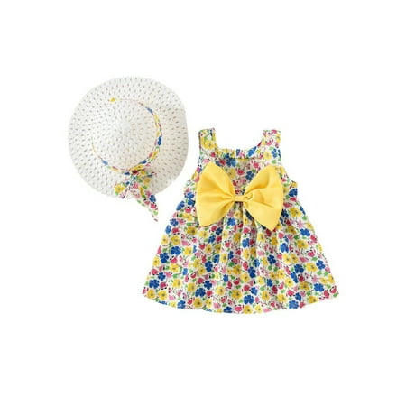 TOPGOD Baby Girl 2Pcs Summer Outfits Sleeveless Bow Front Floral Print Dress + Sun Hat Set
TOPGOD Baby Girl 2Pcs Summer Outfits Sleeveless Bow Front Floral Print Dress + Sun Hat Set