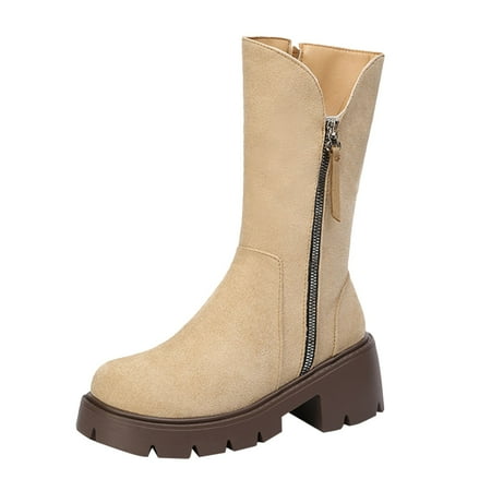 Women Mid Calf Boots Autumn Winter Fashion Simple Solid Color Comfortable Round Toe Square Heel Side Zipper
Women Mid Calf Boots Autumn Winter Fashion Simple Solid Color Comfortable Round Toe Square Heel Side Zipper