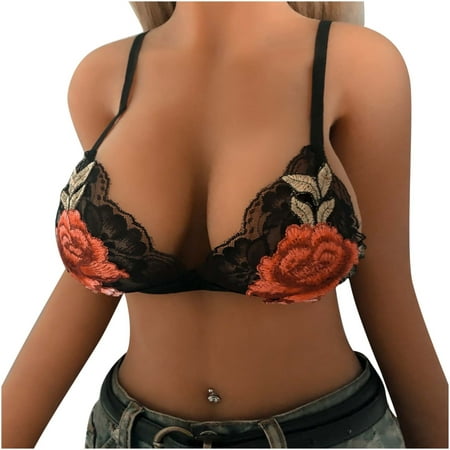 

JeashCHAT Lingerie for Women Sexy Naughty Alluring Women Lace Cage Bra Embroidery Elastic Cage Bra Strappy Hollow Out Bra Bustier