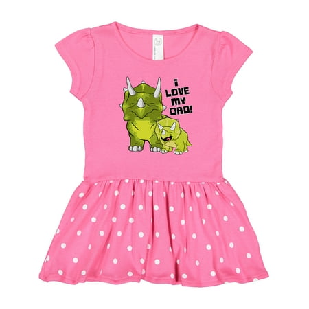 Inktastic I Love My Dad with Baby and Daddy Triceratops Gift Toddler Girl Dress