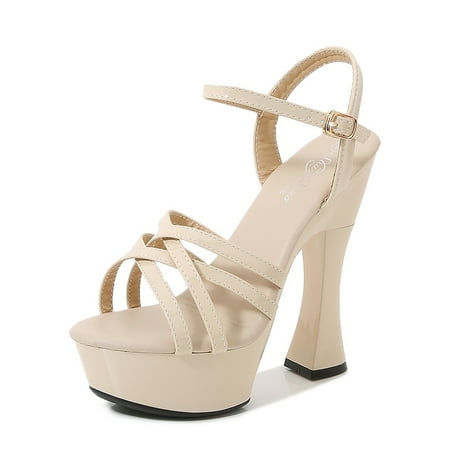 Women‘s Ankle Strap Platform Sandals Solid Color Cross Strap Block Super High Heels Open Toe Shoes
Women‘s Ankle Strap Platform Sandals Solid Color Cross Strap Block Super High Heels Open Toe Shoes