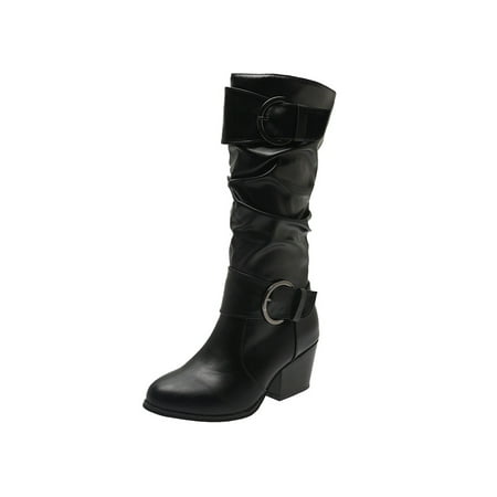 Woobling Womens Slouch Bootie Chunky Fashion Boots High Calf Riding Boot Work Booties Comfort Winter Shoes Tall Non-slip Black 8.5
Woobling Womens Slouch Bootie Chunky Fashion Boots High Calf Riding Boot Work Booties Comfort Winter Shoes Tall Non-slip Black 8.5