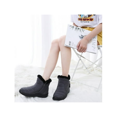 UKAP Women Winter Snow Boots Warm Ankle Boots Anti-Slip Waterproof Winter Shoes Slip On Booties Sneakers