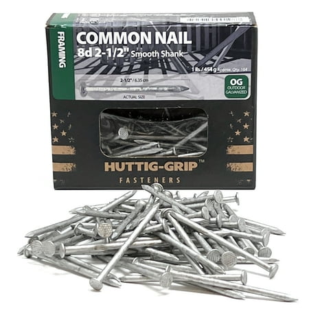 104 pcs Huttig-Grip 2-1/2 in Framing Common Nails 8d Outdoor Galvanized 1 lb
