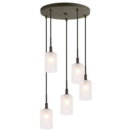 Woodbridge Lighting Elise 5-Light Glass Cluster Pendant in Bronze/Opal